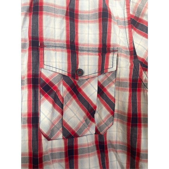 Rocawear Mens Plaid Short Sleeve Button-Down Shirt Red Blue & White 3XL - Picture 6 of 11